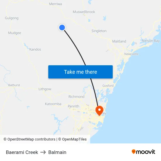 Baerami Creek to Balmain map