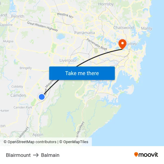 Blairmount to Balmain map