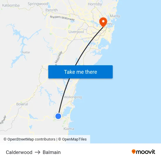 Calderwood to Balmain map