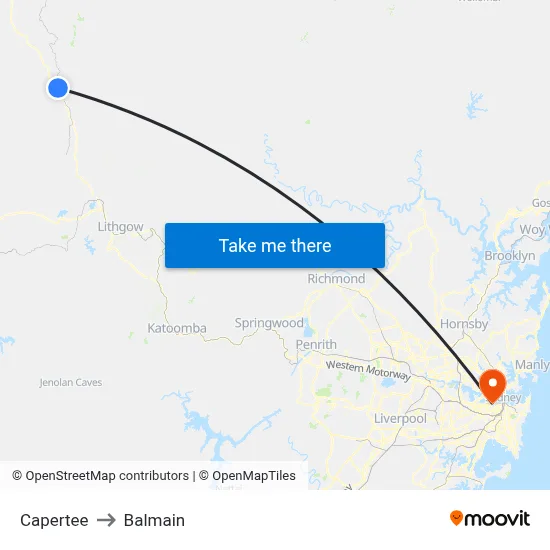 Capertee to Balmain map