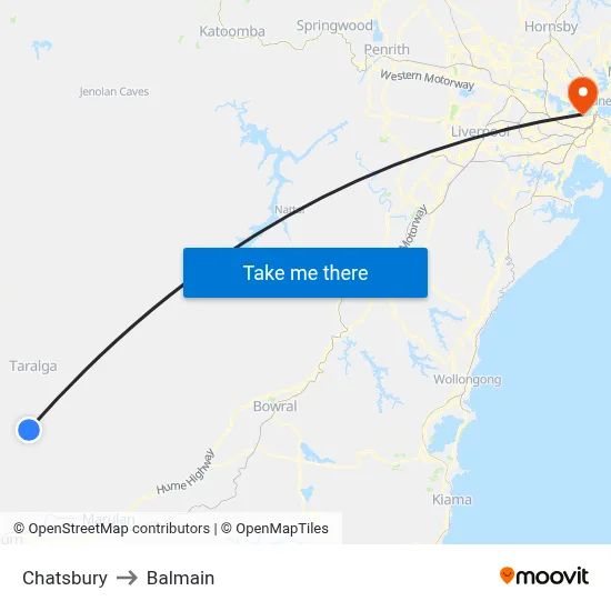 Chatsbury to Balmain map