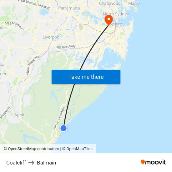 Coalcliff to Balmain map