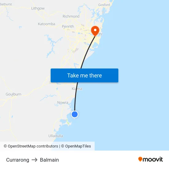 Currarong to Balmain map
