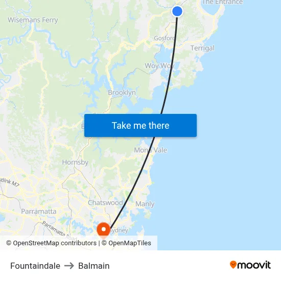 Fountaindale to Balmain map