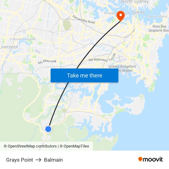 Grays Point to Balmain map