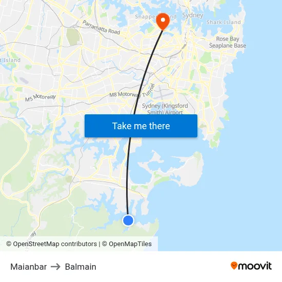 Maianbar to Balmain map