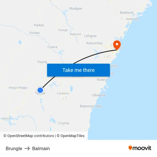 Brungle to Balmain map