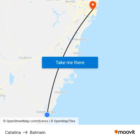 Catalina to Balmain map