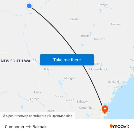 Cumborah to Balmain map