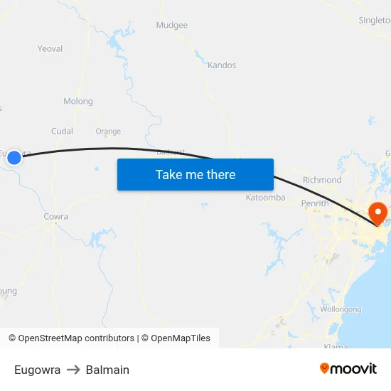 Eugowra to Balmain map