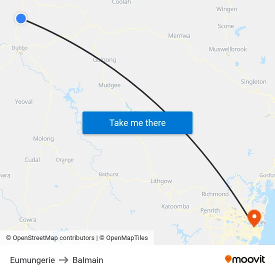 Eumungerie to Balmain map