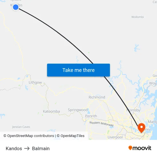 Kandos to Balmain map