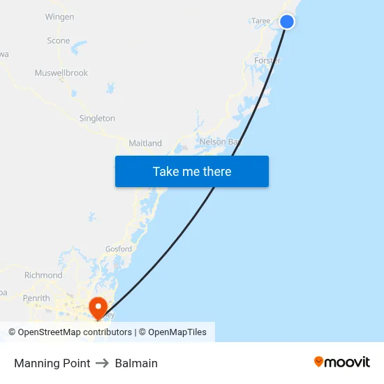 Manning Point to Balmain map