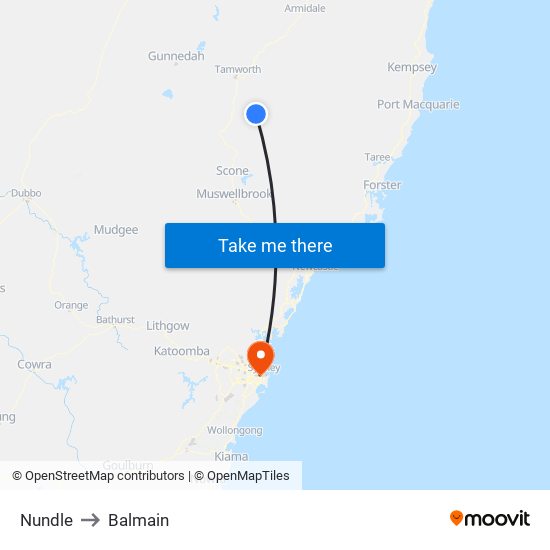 Nundle to Balmain map