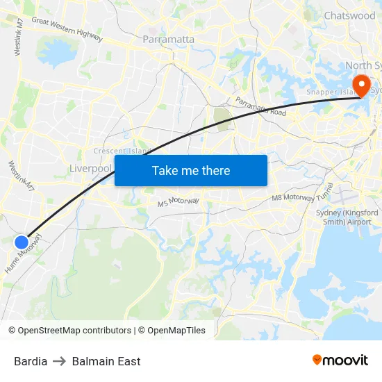 Bardia to Balmain East map