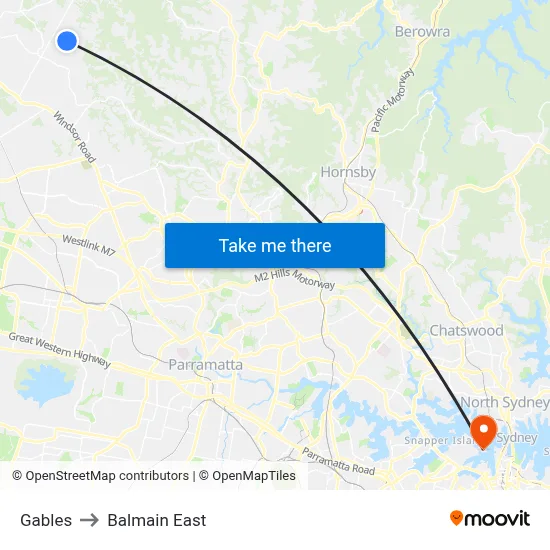 Gables to Balmain East map