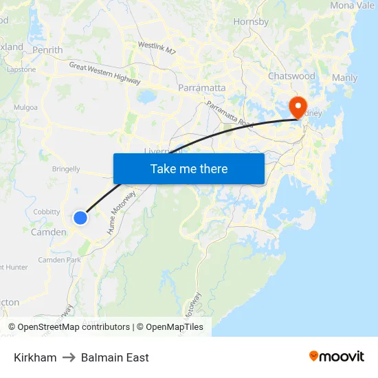 Kirkham to Balmain East map