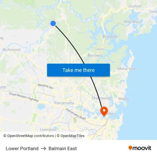 Lower Portland to Balmain East map