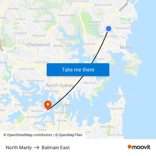 North Manly to Balmain East map