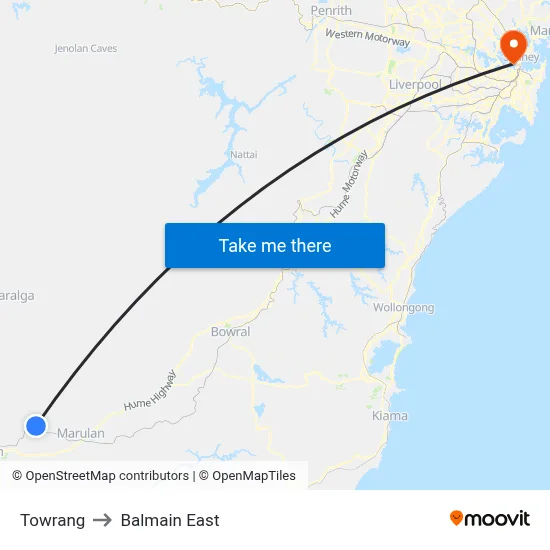 Towrang to Balmain East map