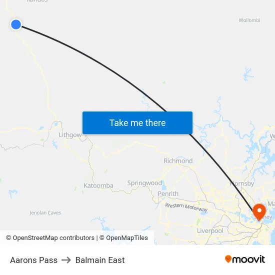 Aarons Pass to Balmain East map
