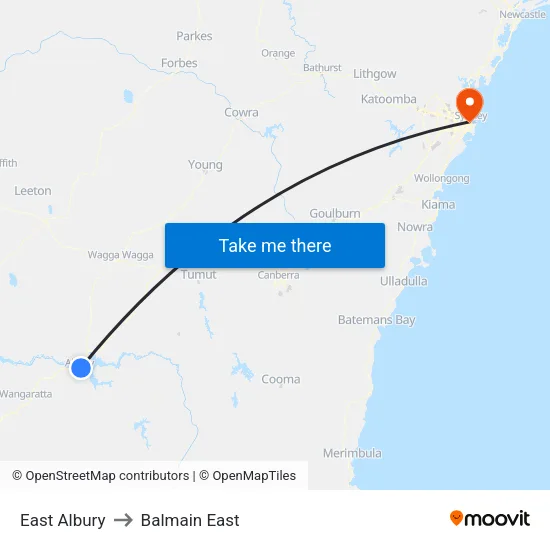 East Albury to Balmain East map