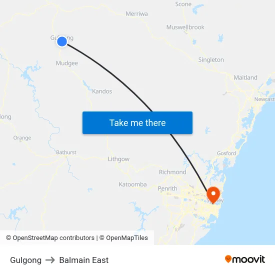Gulgong to Balmain East map