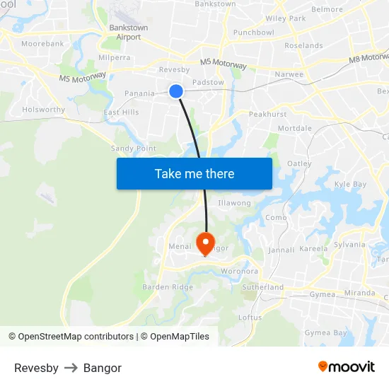 Revesby to Bangor map