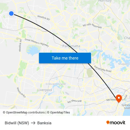 Bidwill (NSW) to Banksia map