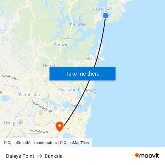 Daleys Point to Banksia map