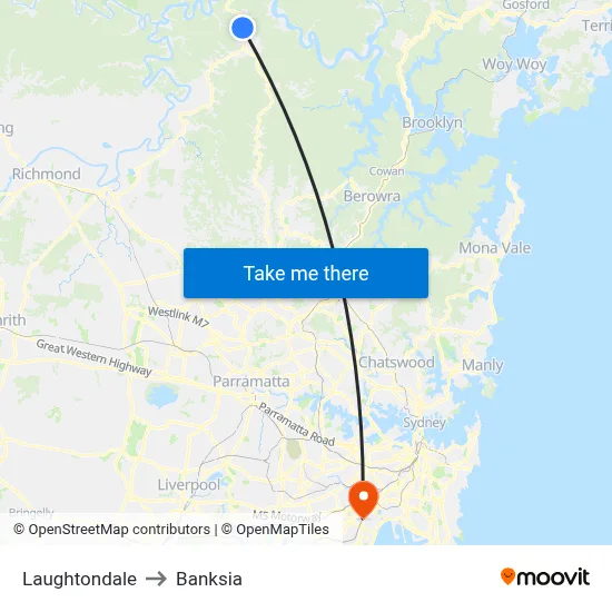 Laughtondale to Banksia map