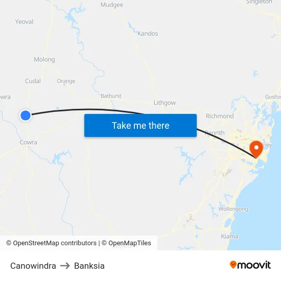 Canowindra to Banksia map