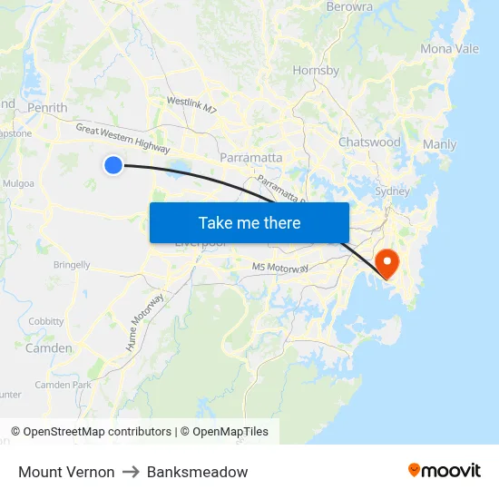 Mount Vernon to Banksmeadow map