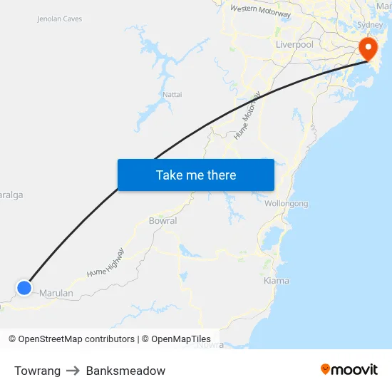 Towrang to Banksmeadow map