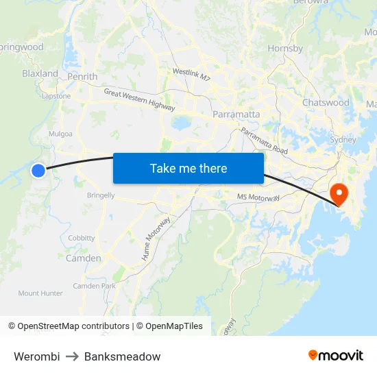 Werombi to Banksmeadow map