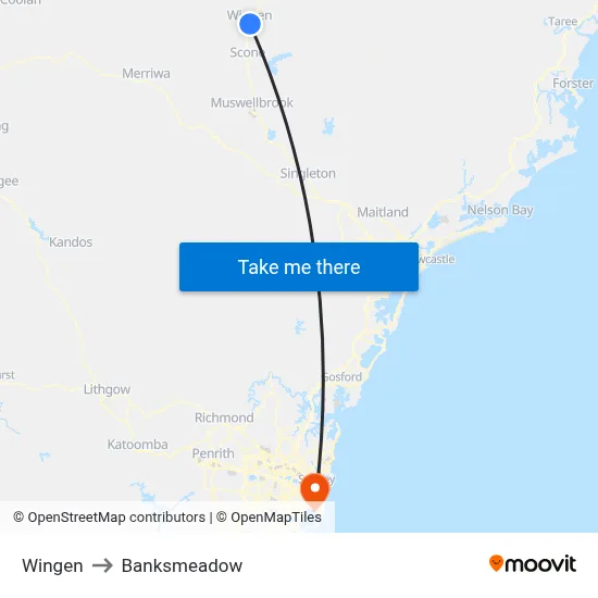 Wingen to Banksmeadow map