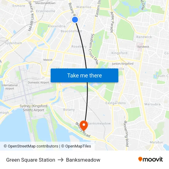 Green Square Station to Banksmeadow map