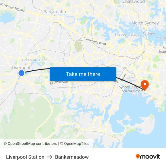 Liverpool Station to Banksmeadow map