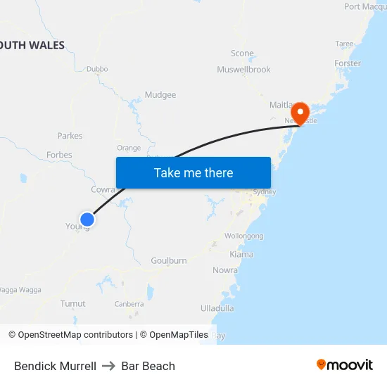 Bendick Murrell to Bar Beach map