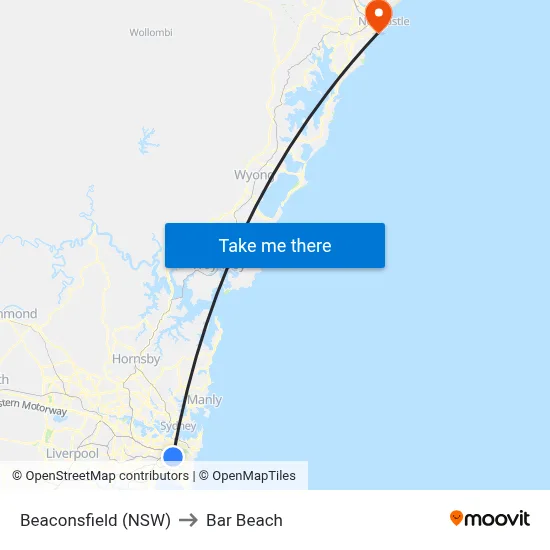 Beaconsfield (NSW) to Bar Beach map