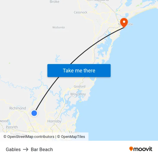Gables to Bar Beach map