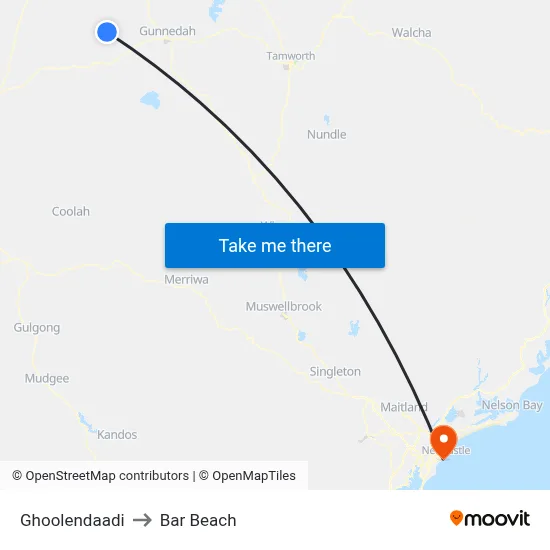 Ghoolendaadi to Bar Beach map