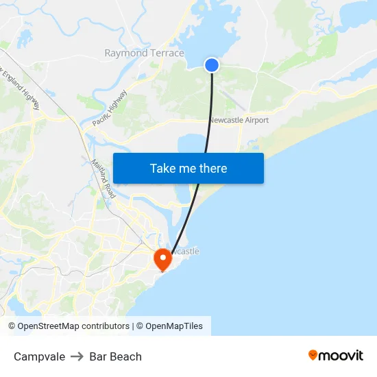 Campvale to Bar Beach map