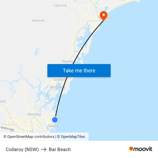 Collaroy (NSW) to Bar Beach map