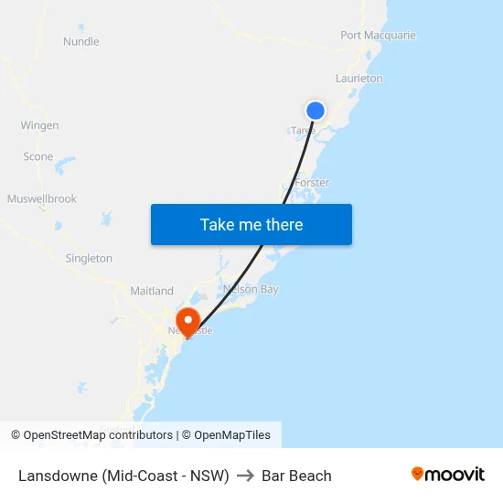 Lansdowne (Mid-Coast - NSW) to Bar Beach map