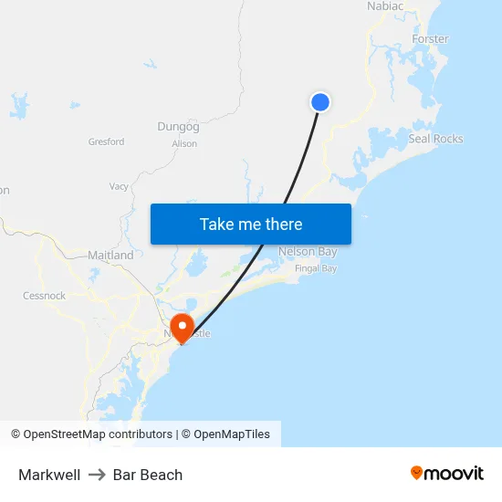 Markwell to Bar Beach map