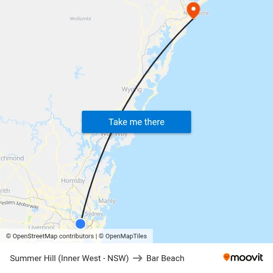 Summer Hill (Inner West - NSW) to Bar Beach map