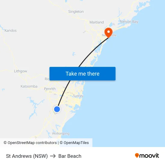 St Andrews (NSW) to Bar Beach map