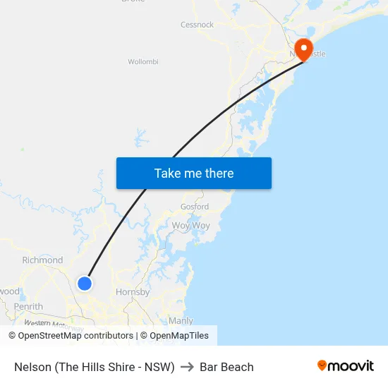 Nelson (The Hills Shire - NSW) to Bar Beach map