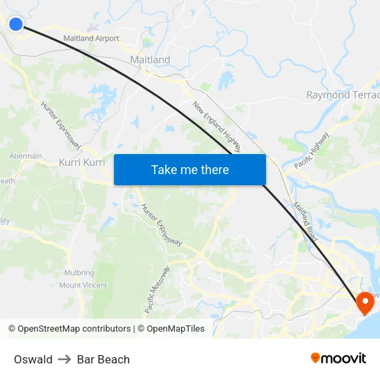 Oswald to Bar Beach map
